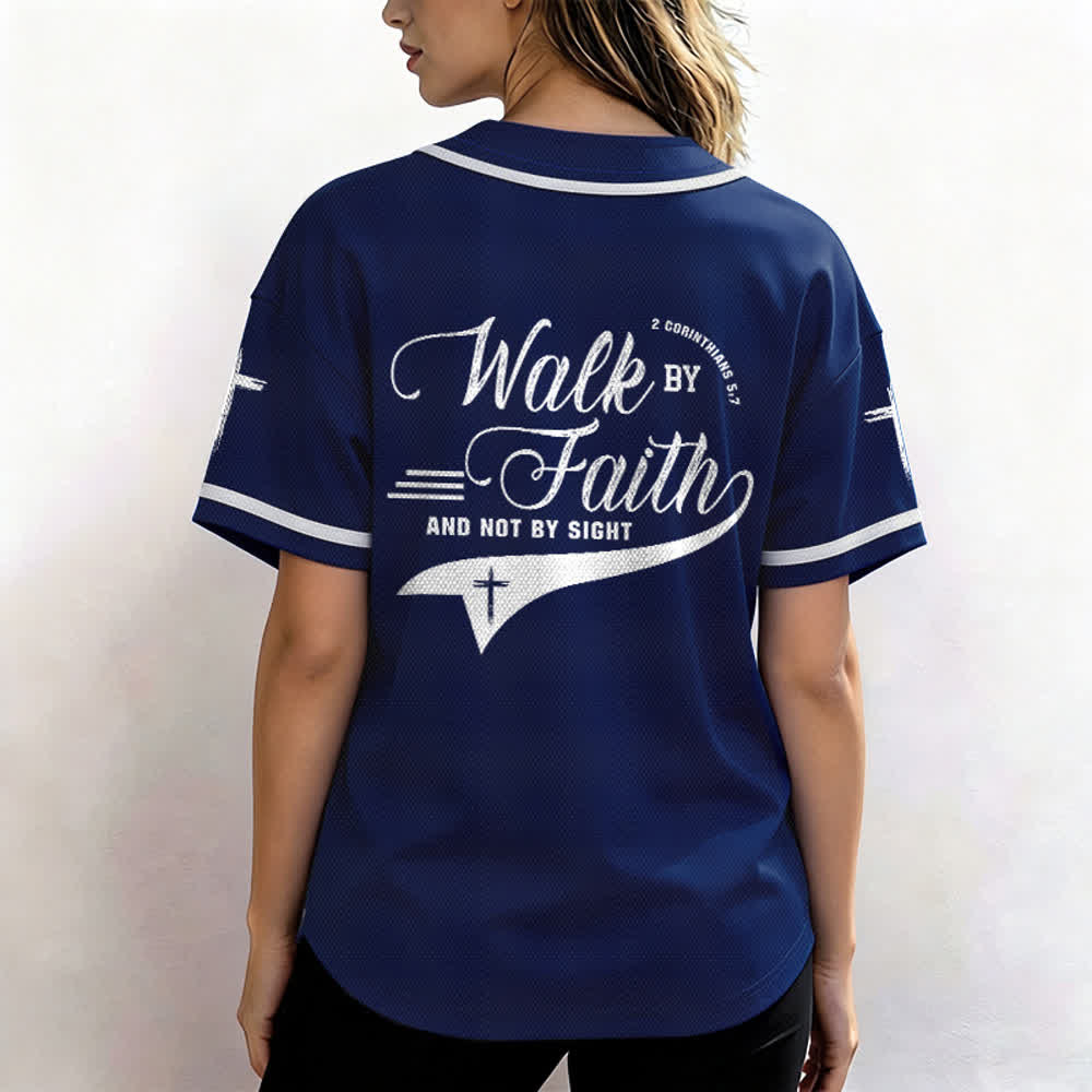 Christianartworkshop 2 Korinther 5:7 „Wandelt im Glauben und nicht im Schauen“ Baseballtrikot mit Kreuzmotiv - image 6