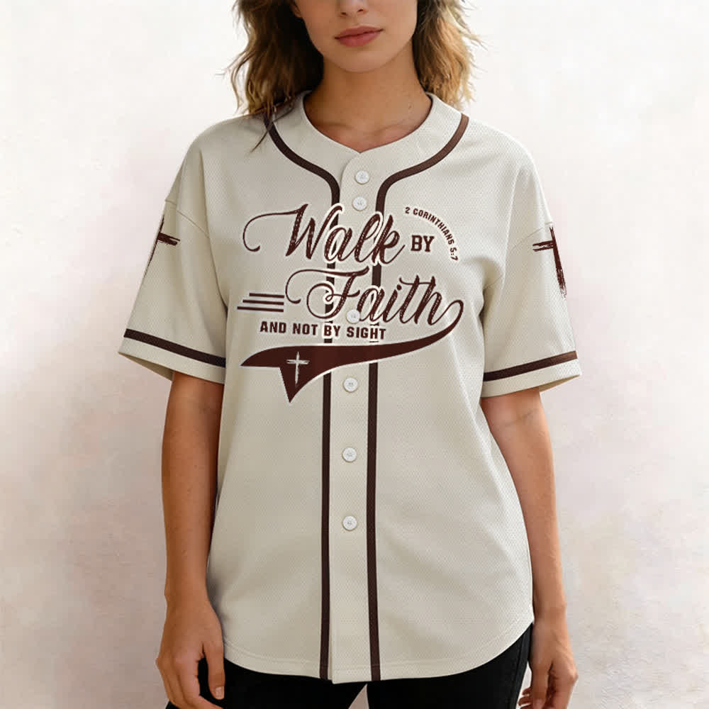 Christianartworkshop 2 Korinther 5:7 „Wandelt im Glauben und nicht im Schauen“ Baseballtrikot mit Kreuzmotiv - image 24