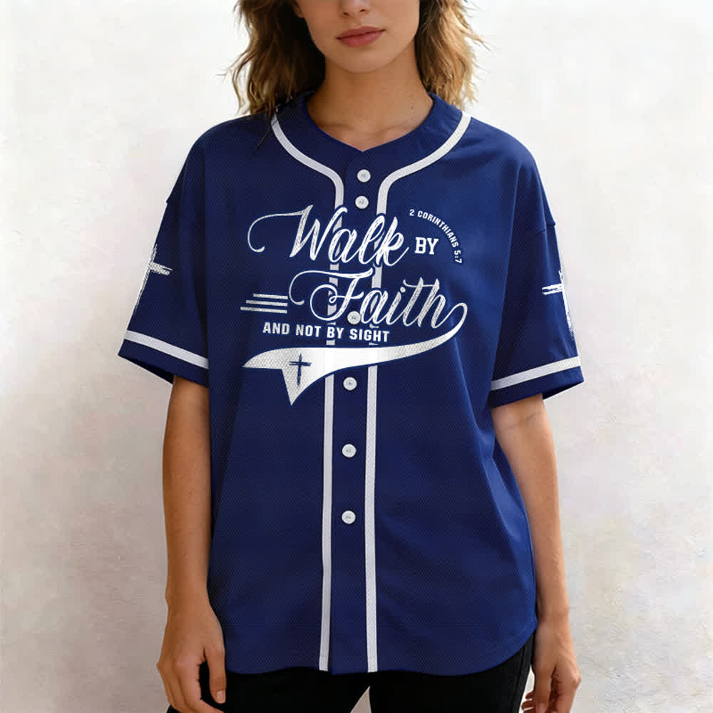 Christianartworkshop 2 Korinther 5:7 „Wandelt im Glauben und nicht im Schauen“ Baseballtrikot mit Kreuzmotiv - image 5