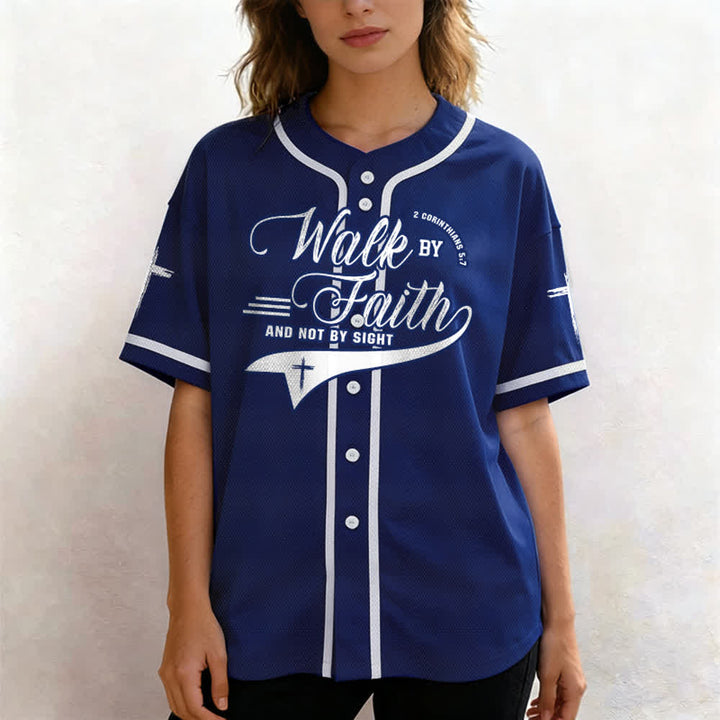 Christianartworkshop 2 Korinther 5:7 „Wandelt im Glauben und nicht im Schauen“ Baseballtrikot mit Kreuzmotiv - image 5