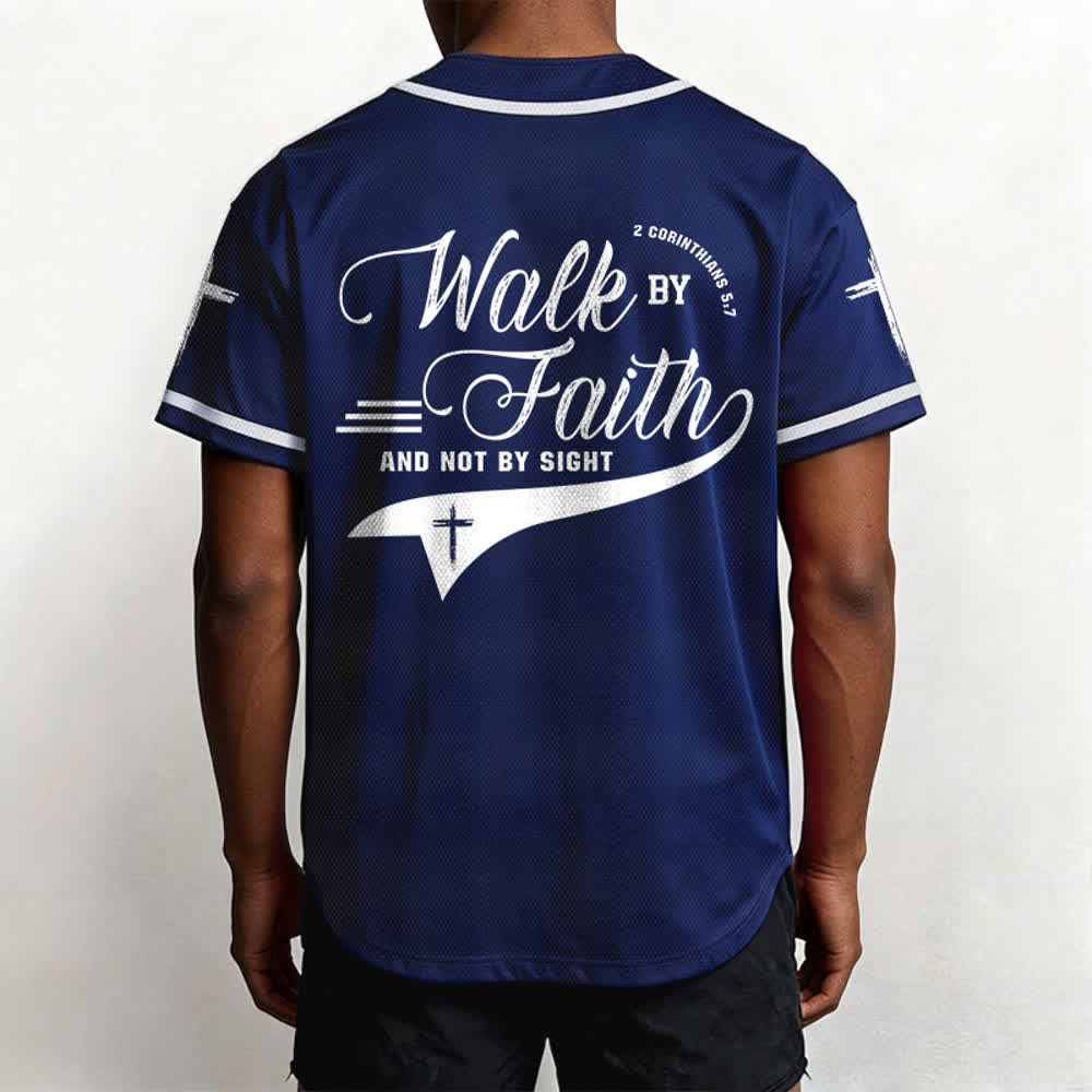 Christianartworkshop 2 Korinther 5:7 „Wandelt im Glauben und nicht im Schauen“ Baseballtrikot mit Kreuzmotiv - image 4