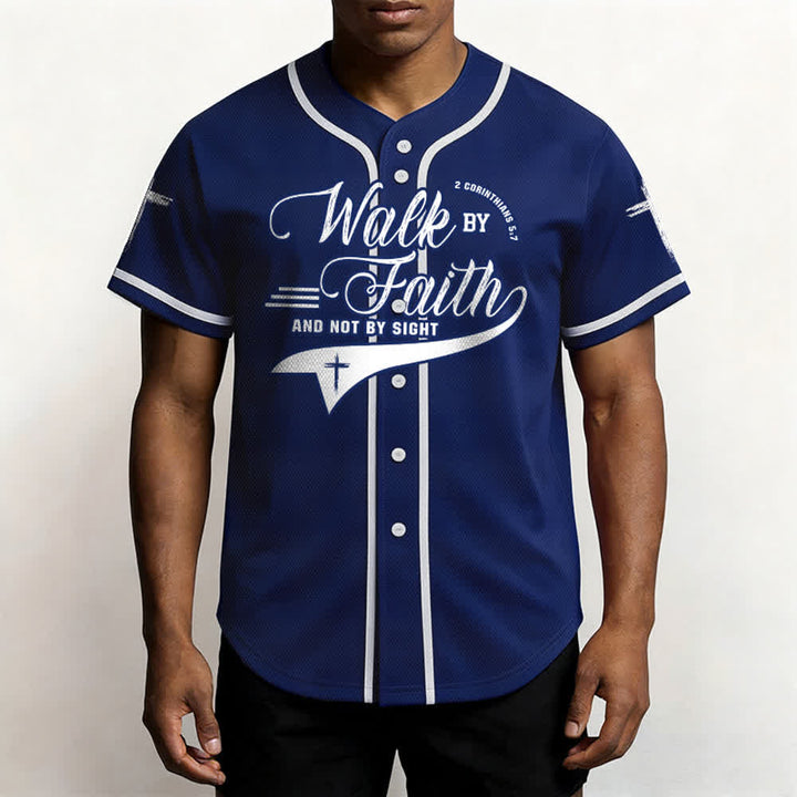 Christianartworkshop 2 Korinther 5:7 „Wandelt im Glauben und nicht im Schauen“ Baseballtrikot mit Kreuzmotiv - image 3