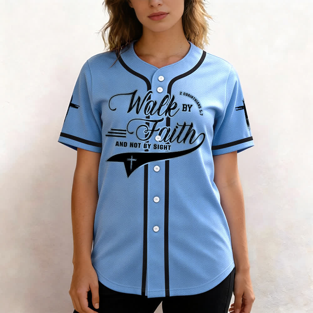 Christianartworkshop 2 Korinther 5:7 „Wandelt im Glauben und nicht im Schauen“ Baseballtrikot mit Kreuzmotiv - image 45