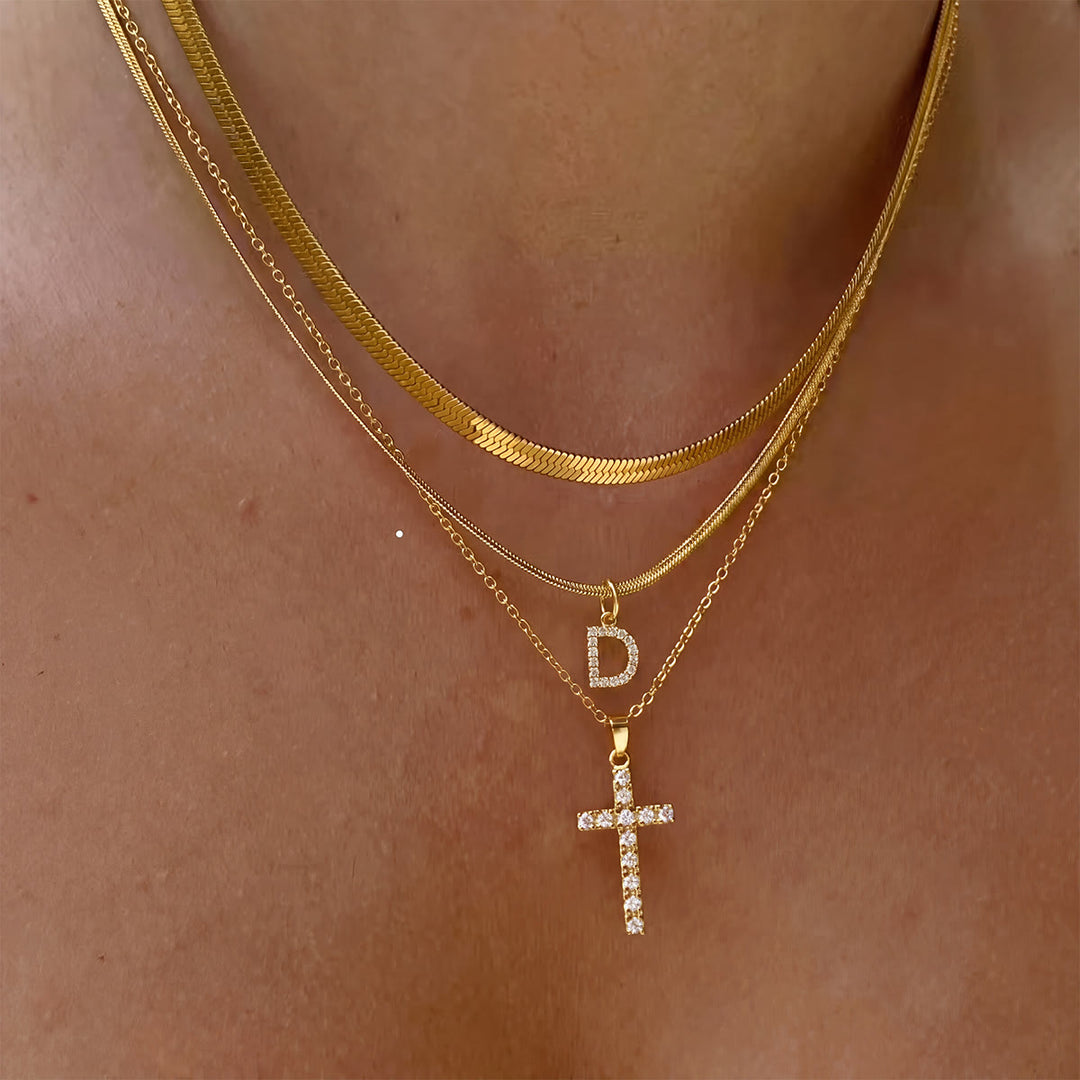 Christianartworkshop Funkelnde, mehrlagige Kristall-Kreuzkette mit Initialen: Ein Zeichen persönlicher himmlischer Gnade - D - image 5