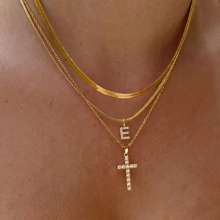 Christianartworkshop Funkelnde, mehrlagige Kristall-Kreuzkette mit Initialen: Ein Zeichen persönlicher himmlischer Gnade - E - image 6