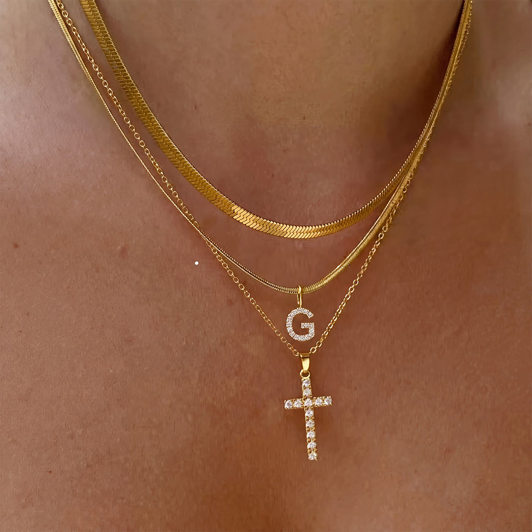 Christianartworkshop Funkelnde, mehrlagige Kristall-Kreuzkette mit Initialen: Ein Zeichen persönlicher himmlischer Gnade - G - image 8