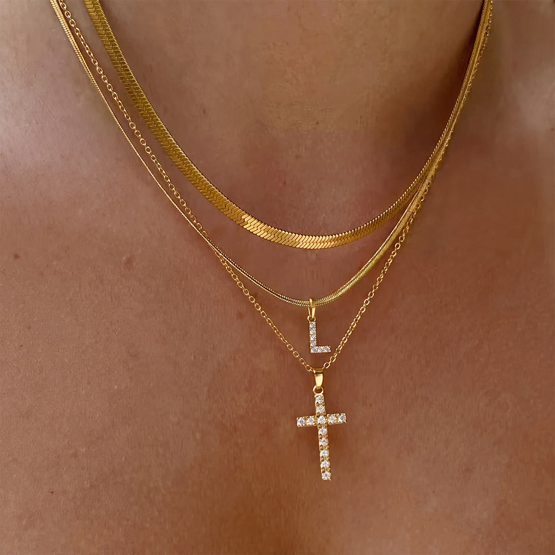 Christianartworkshop Funkelnde, mehrlagige Kristall-Kreuzkette mit Initialen: Ein Zeichen persönlicher himmlischer Gnade - L - image 13
