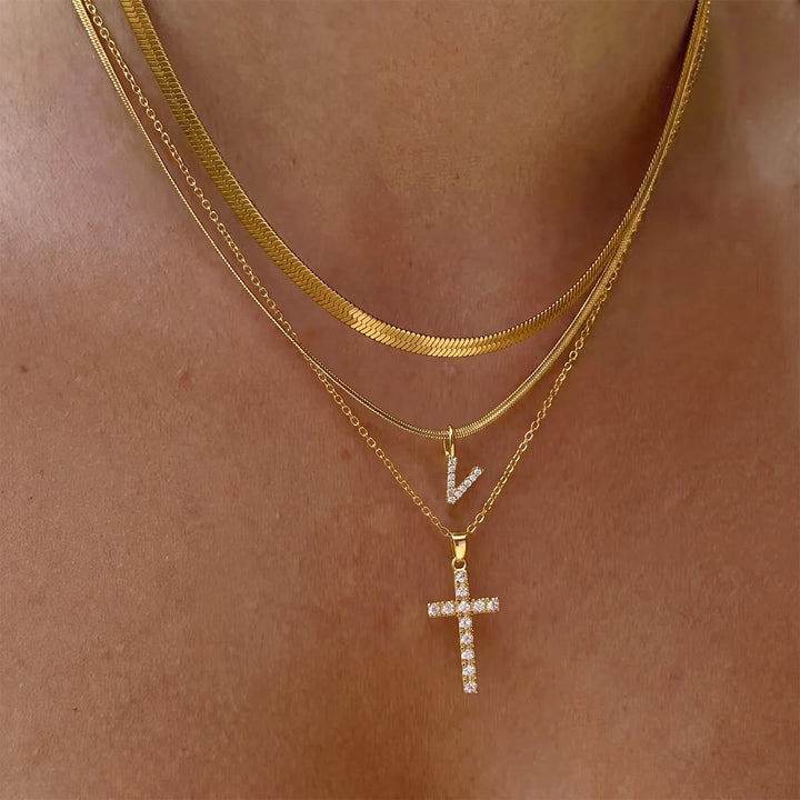 Christianartworkshop Funkelnde, mehrlagige Kristall-Kreuzkette mit Initialen: Ein Zeichen persönlicher himmlischer Gnade - V - image 23
