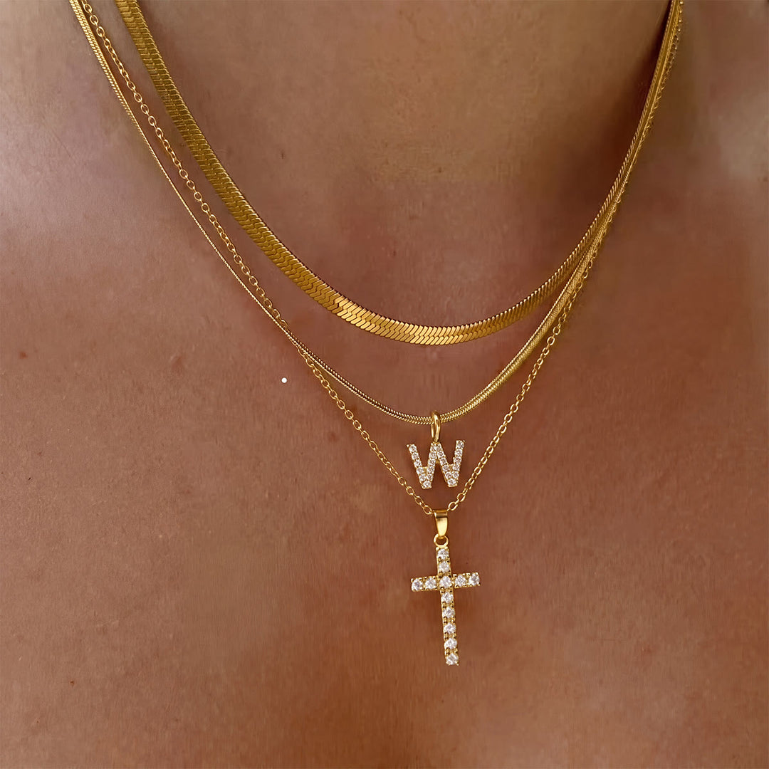 Christianartworkshop Funkelnde, mehrlagige Kristall-Kreuzkette mit Initialen: Ein Zeichen persönlicher himmlischer Gnade - W - image 24