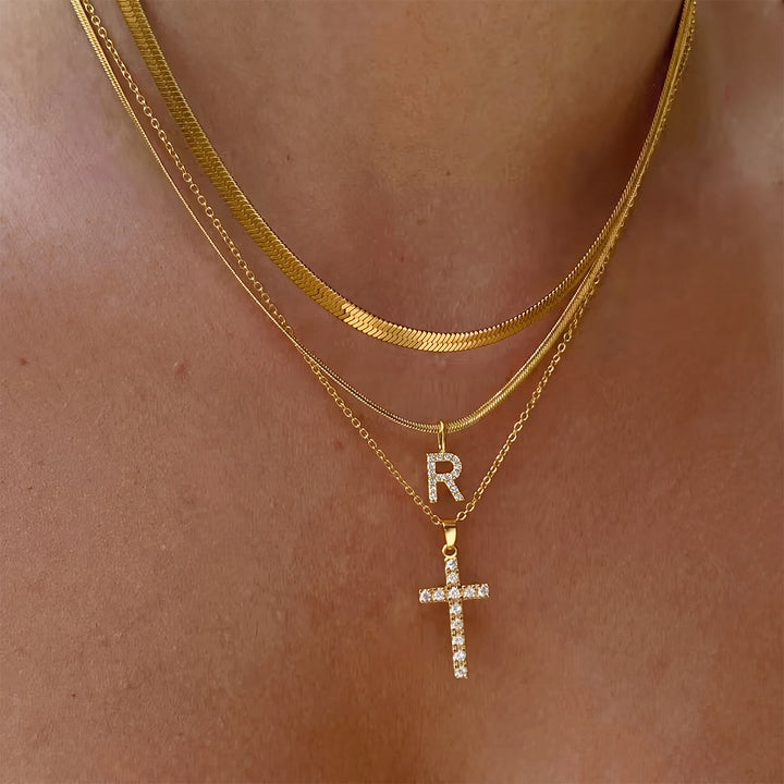 Christianartworkshop Funkelnde, mehrlagige Kristall-Kreuzkette mit Initialen: Ein Zeichen persönlicher himmlischer Gnade - R - image 19