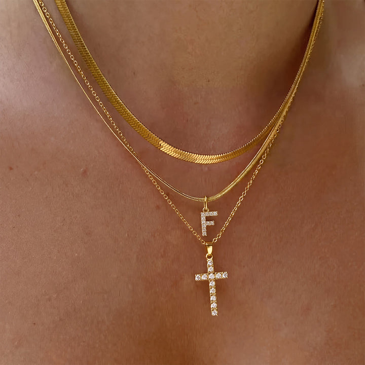 Christianartworkshop Funkelnde, mehrlagige Kristall-Kreuzkette mit Initialen: Ein Zeichen persönlicher himmlischer Gnade - F - image 7