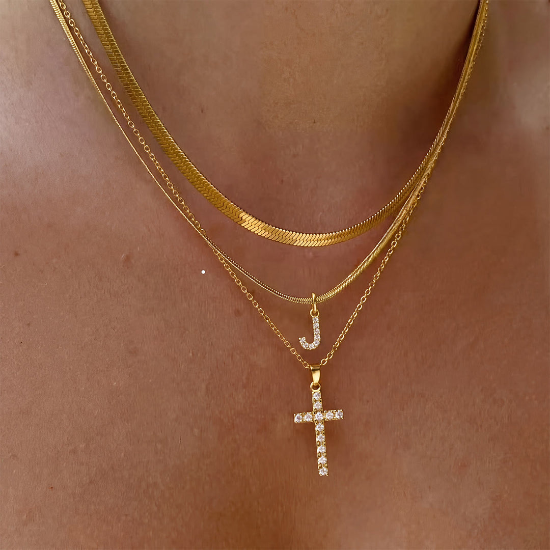 Christianartworkshop Funkelnde, mehrlagige Kristall-Kreuzkette mit Initialen: Ein Zeichen persönlicher himmlischer Gnade - J - image 11