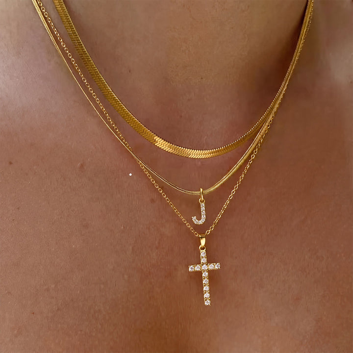 Christianartworkshop Funkelnde, mehrlagige Kristall-Kreuzkette mit Initialen: Ein Zeichen persönlicher himmlischer Gnade - J - image 11