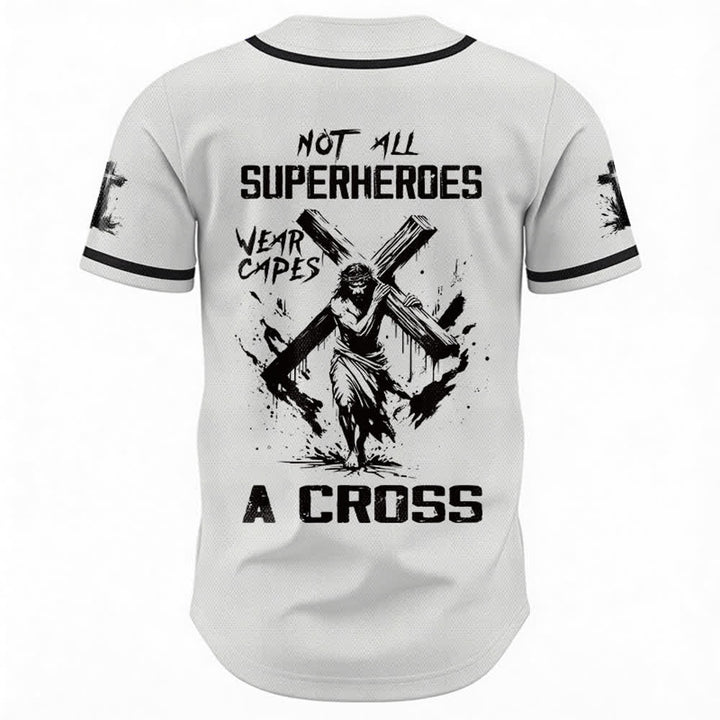 Christianartworkshop Nicht alle Superhelden tragen Umhänge Ein Kreuz Unisex Baseballtrikot - image 1
