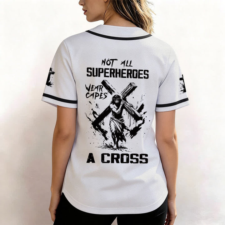Christianartworkshop Nicht alle Superhelden tragen Umhänge Ein Kreuz Unisex Baseballtrikot - image 3