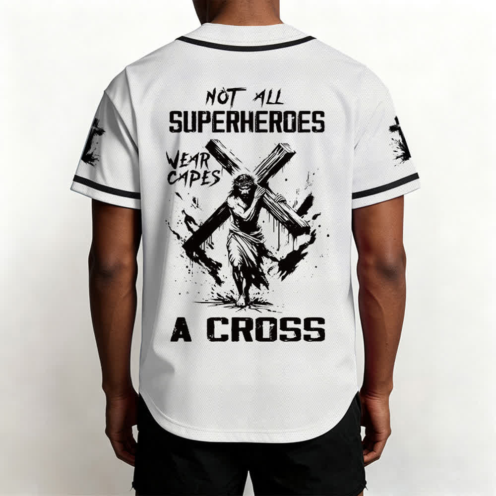Christianartworkshop Nicht alle Superhelden tragen Umhänge Ein Kreuz Unisex Baseballtrikot - image 5