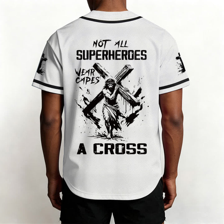 Christianartworkshop Nicht alle Superhelden tragen Umhänge Ein Kreuz Unisex Baseballtrikot - image 5