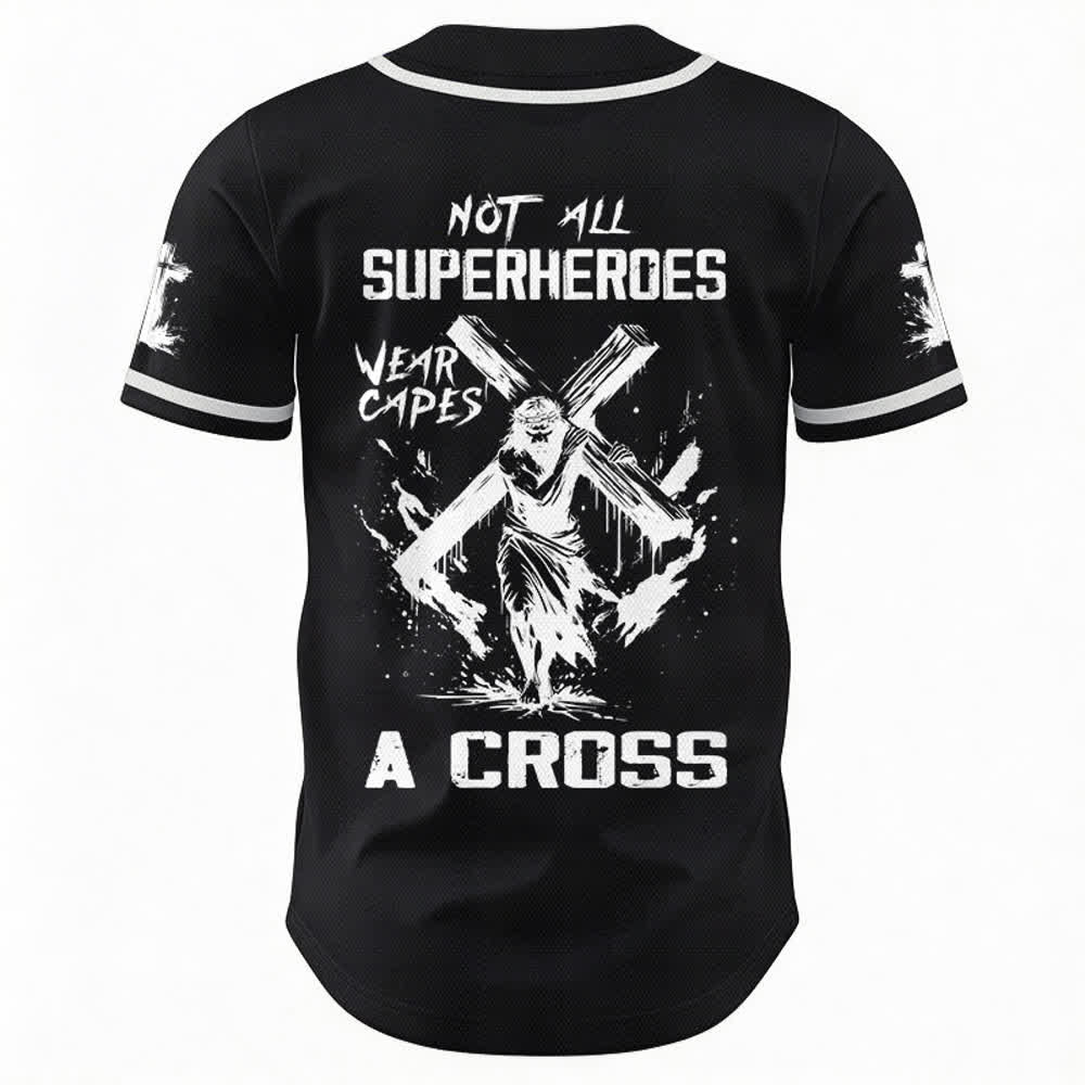 Christianartworkshop Nicht alle Superhelden tragen Umhänge Ein Kreuz Unisex Baseballtrikot - image 8