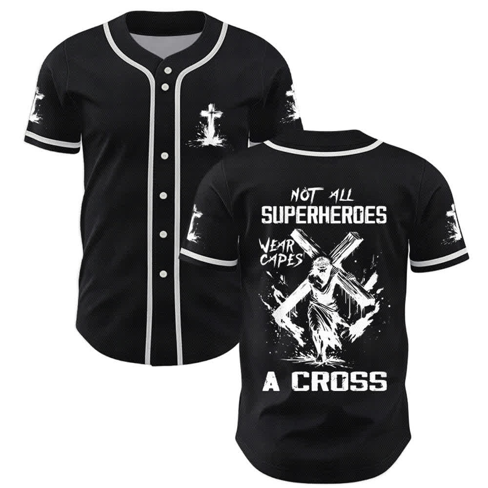 Christianartworkshop Nicht alle Superhelden tragen Umhänge Ein Kreuz Unisex Baseballtrikot - Schwarz - 5XL - image 7