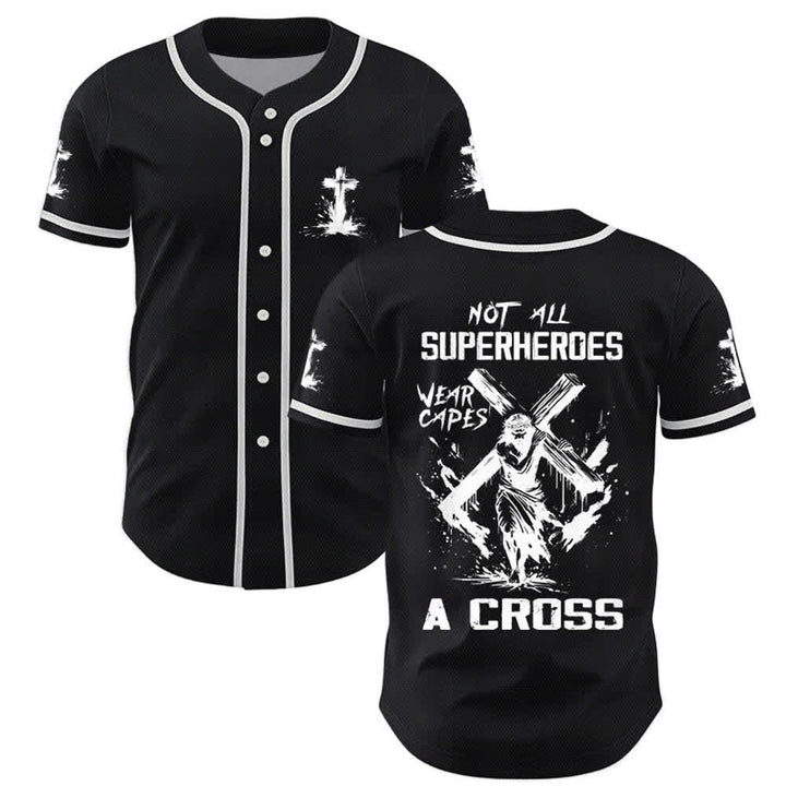 Christianartworkshop Nicht alle Superhelden tragen Umhänge Ein Kreuz Unisex Baseballtrikot - Schwarz - 5XL - image 7
