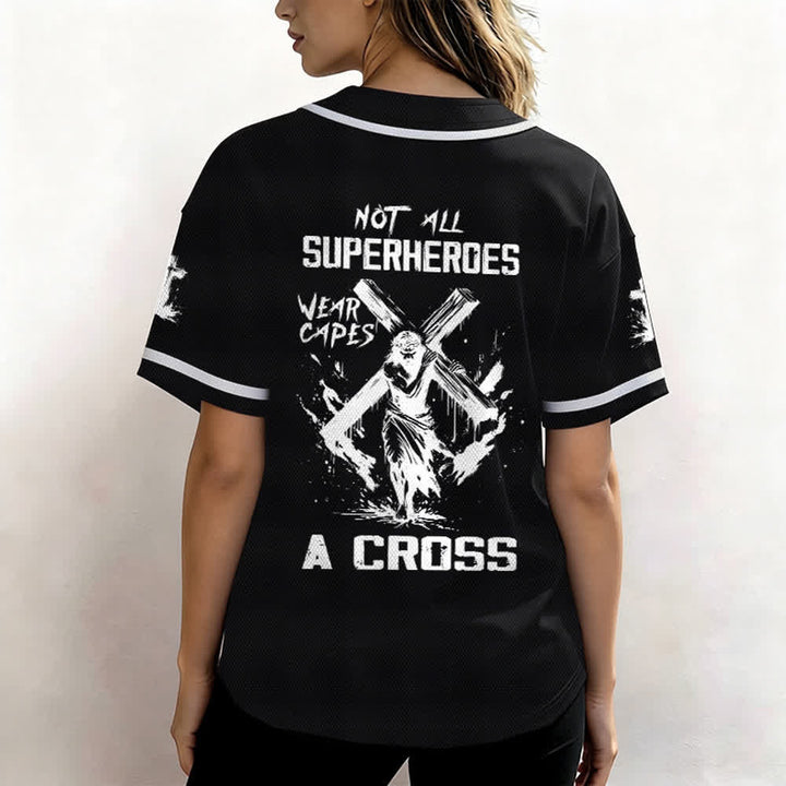 Christianartworkshop Nicht alle Superhelden tragen Umhänge Ein Kreuz Unisex Baseballtrikot - image 12