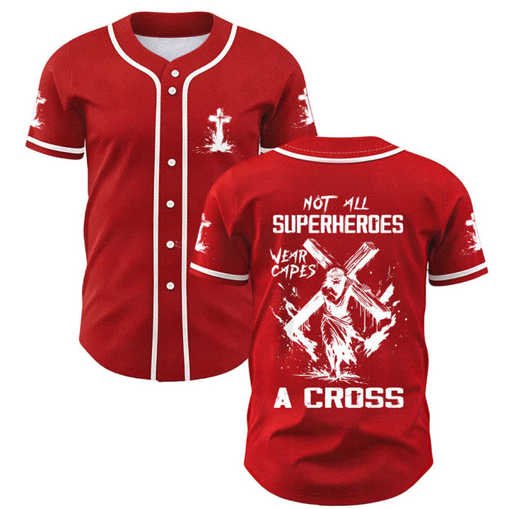Christianartworkshop Nicht alle Superhelden tragen Umhänge Ein Kreuz Unisex Baseballtrikot - Rot - 5XL - image 14