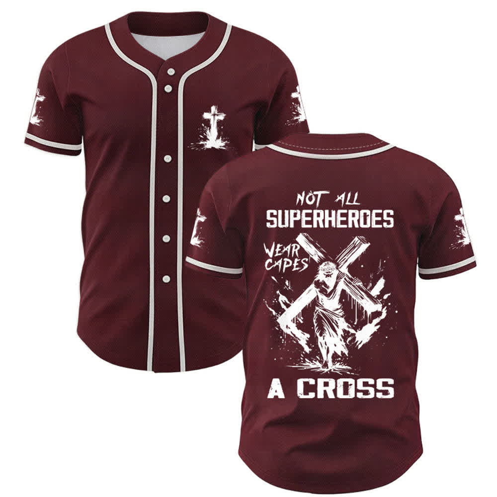 Christianartworkshop Nicht alle Superhelden tragen Umhänge Ein Kreuz Unisex Baseballtrikot - Wein - 5XL - image 21