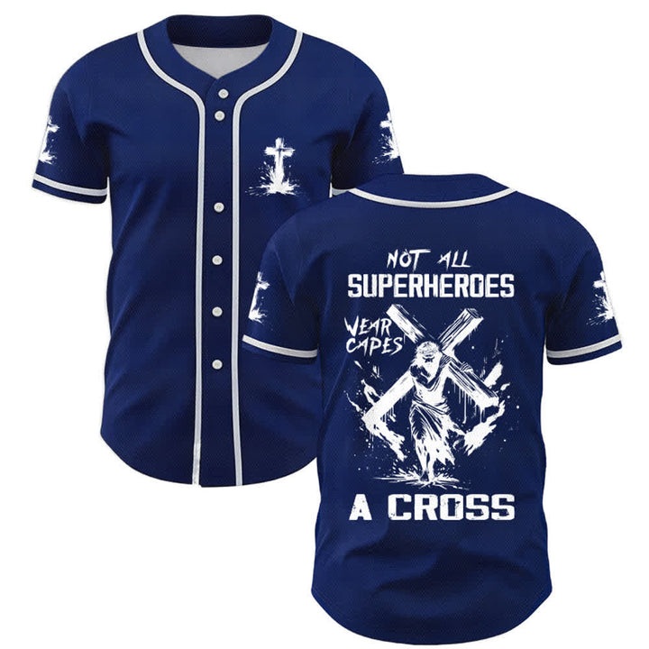 Christianartworkshop Nicht alle Superhelden tragen Umhänge Ein Kreuz Unisex Baseballtrikot - Marineblau - 5XL - image 35