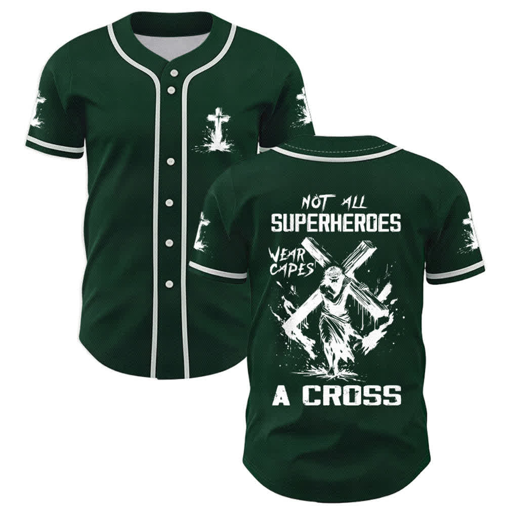 Christianartworkshop Nicht alle Superhelden tragen Umhänge Ein Kreuz Unisex Baseballtrikot - Grün - 5XL - image 42