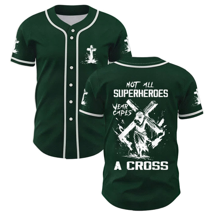 Christianartworkshop Nicht alle Superhelden tragen Umhänge Ein Kreuz Unisex Baseballtrikot - Grün - 5XL - image 42