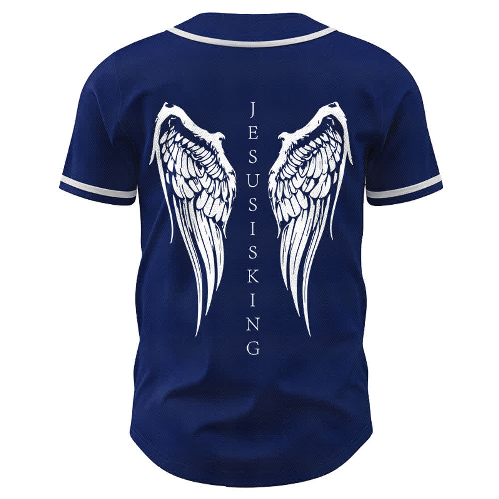 Christianartworkshop Jesus ist König Engelsflügel Kreuz Glaubensbekenntnis Individuelles Baseballtrikot - image 8