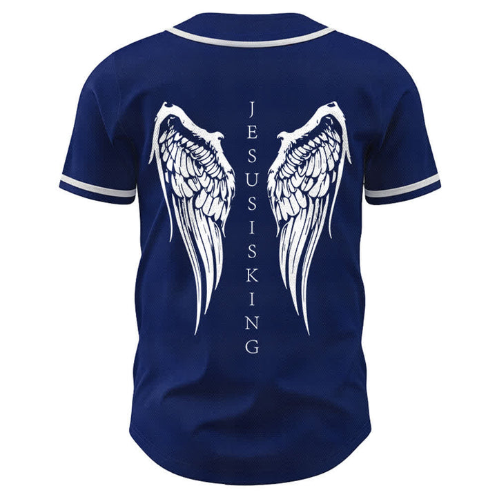 Christianartworkshop Jesus ist König Engelsflügel Kreuz Glaubensbekenntnis Individuelles Baseballtrikot - image 8