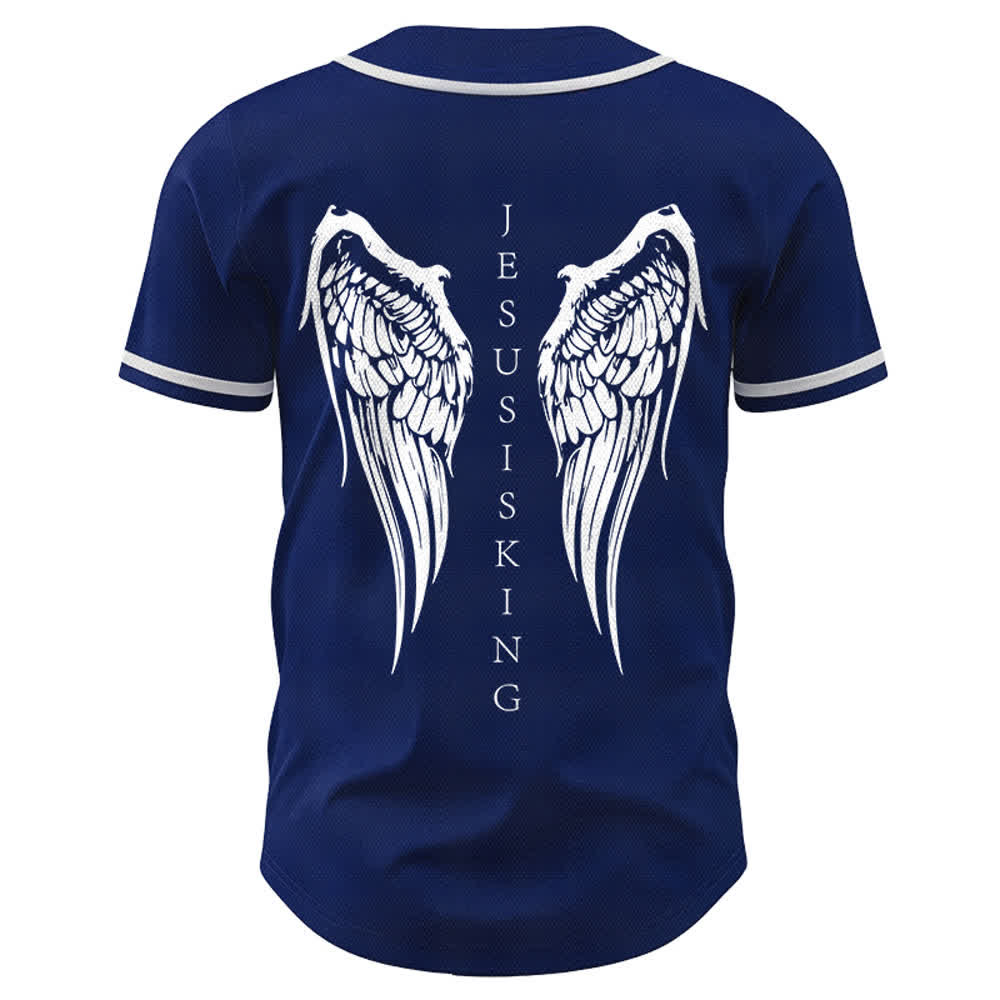 Christianartworkshop Jesus ist König Engelsflügel Kreuz Glaubensbekenntnis Individuelles Baseballtrikot - image 8