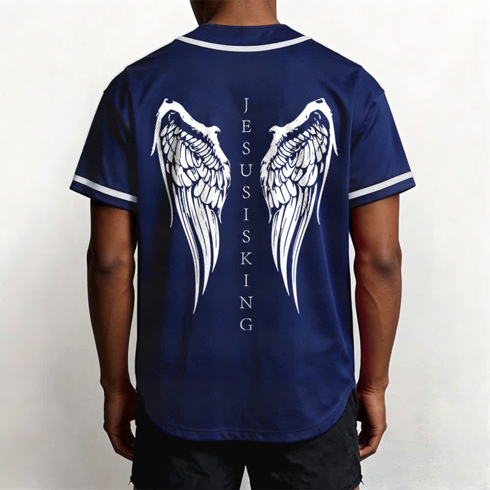 Christianartworkshop Jesus ist König Engelsflügel Kreuz Glaubensbekenntnis Individuelles Baseballtrikot - image 12