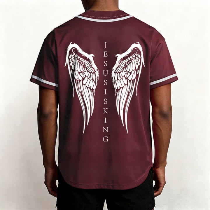 Christianartworkshop Jesus ist König Engelsflügel Kreuz Glaubensbekenntnis Individuelles Baseballtrikot - image 38