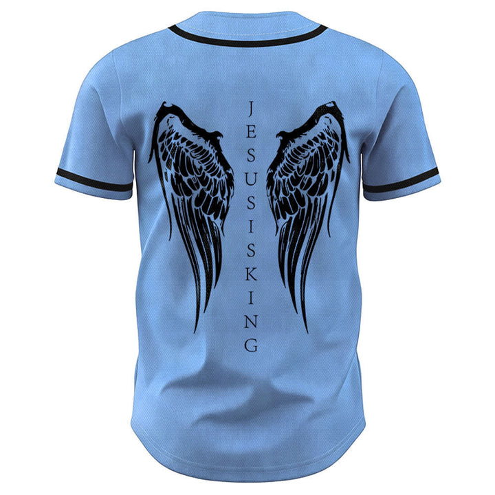 Christianartworkshop Jesus ist König Engelsflügel Kreuz Glaubensbekenntnis Individuelles Baseballtrikot - image 43