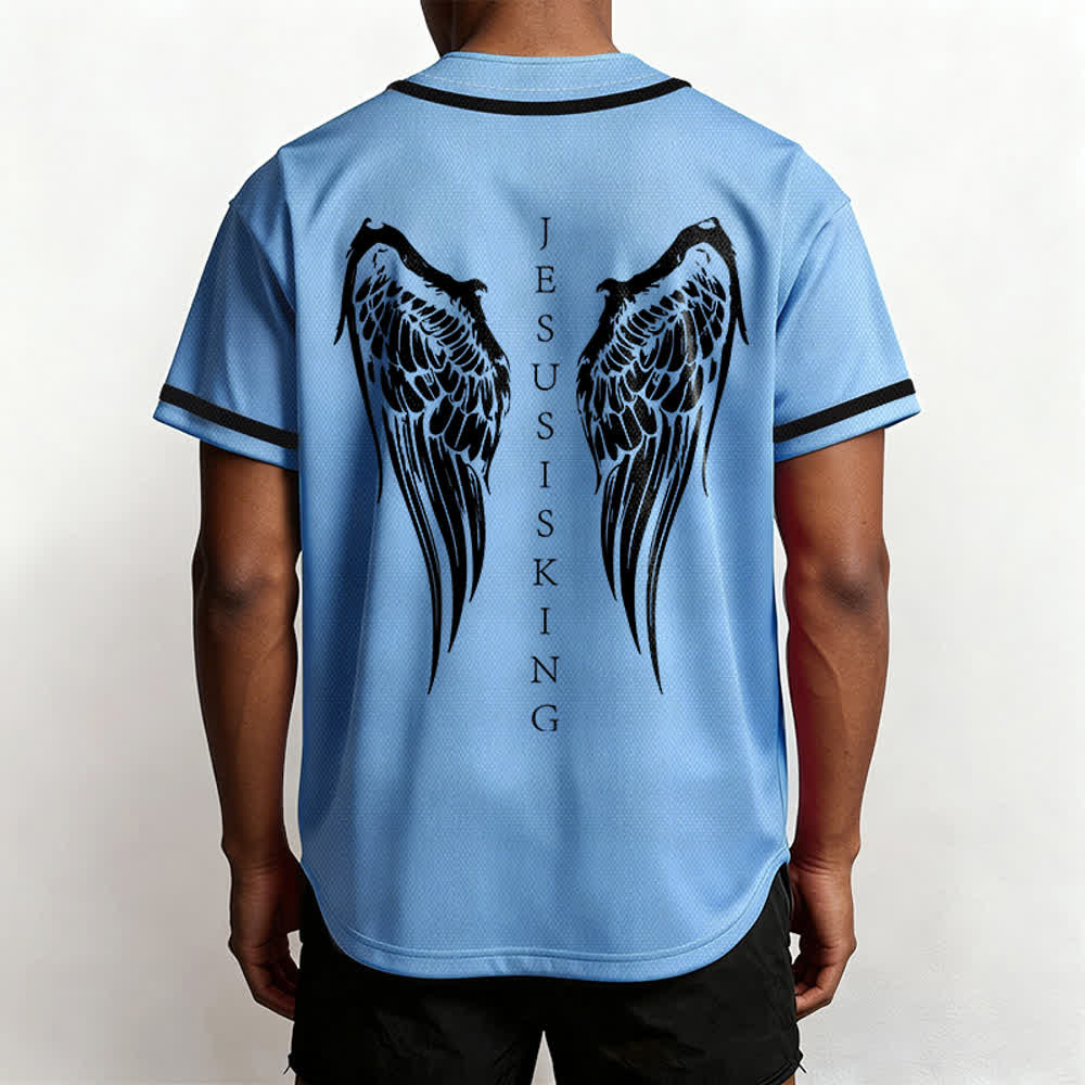 Christianartworkshop Jesus ist König Engelsflügel Kreuz Glaubensbekenntnis Individuelles Baseballtrikot - image 47
