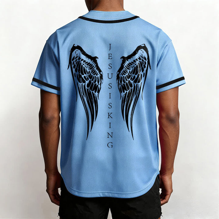 Christianartworkshop Jesus ist König Engelsflügel Kreuz Glaubensbekenntnis Individuelles Baseballtrikot - image 47