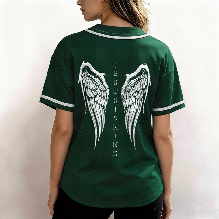 Christianartworkshop Jesus ist König Engelsflügel Kreuz Glaubensbekenntnis Individuelles Baseballtrikot - image 54