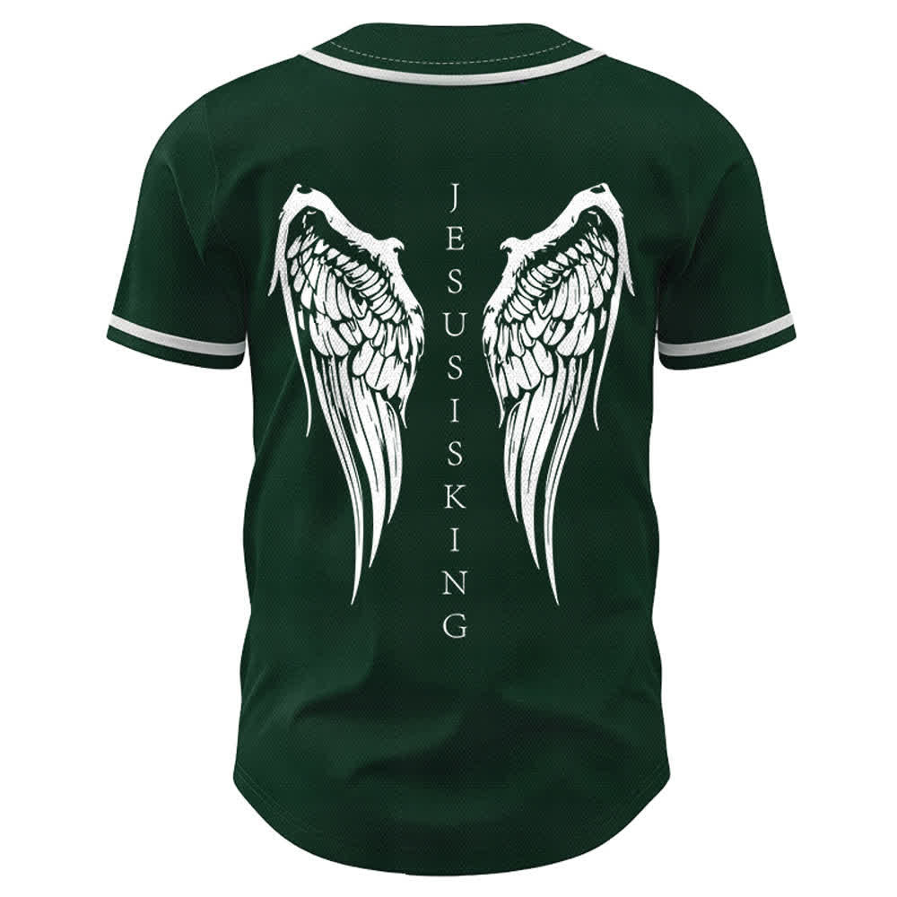 Christianartworkshop Jesus ist König Engelsflügel Kreuz Glaubensbekenntnis Individuelles Baseballtrikot - image 50