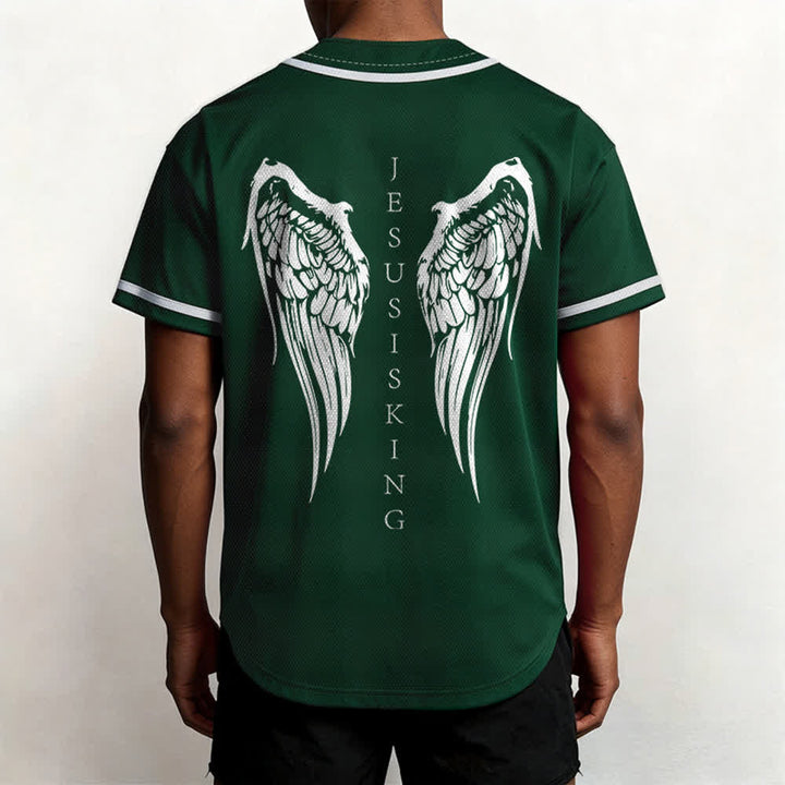 Christianartworkshop Jesus ist König Engelsflügel Kreuz Glaubensbekenntnis Individuelles Baseballtrikot - image 52