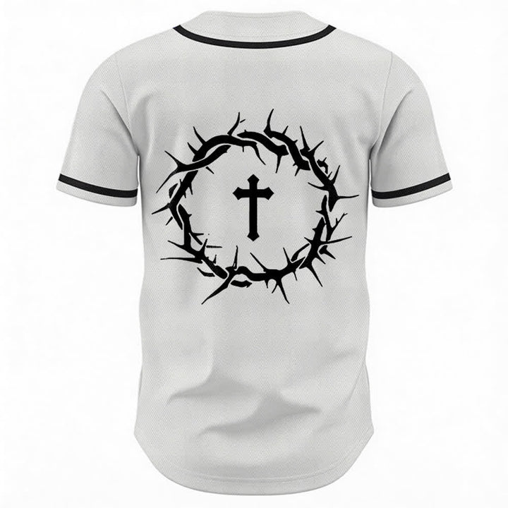 Christianartworkshop Glaube statt Angst Deuteronomium 3:22 Dornenkrone Kreuz Statement Baseballtrikot - image 2