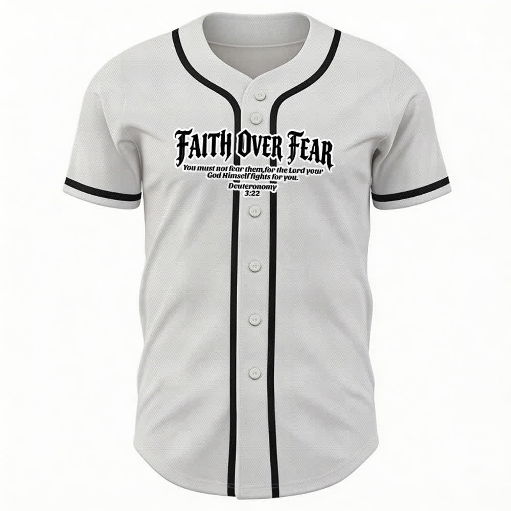 Christianartworkshop Glaube statt Angst Deuteronomium 3:22 Dornenkrone Kreuz Statement Baseballtrikot - image 1