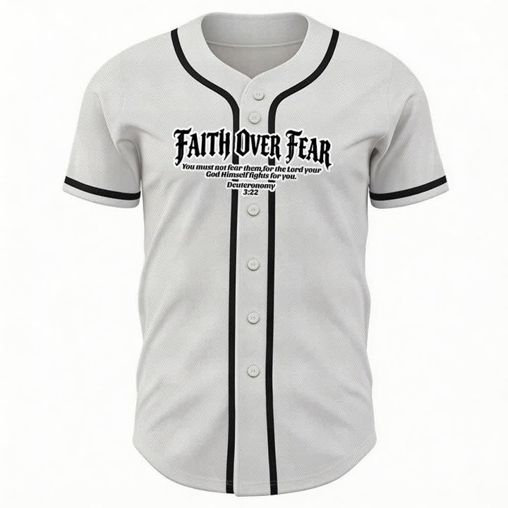 Christianartworkshop Glaube statt Angst Deuteronomium 3:22 Dornenkrone Kreuz Statement Baseballtrikot - image 1