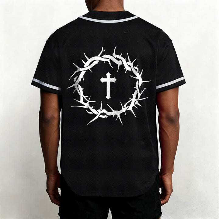 Christianartworkshop Glaube statt Angst Deuteronomium 3:22 Dornenkrone Kreuz Statement Baseballtrikot - image 11