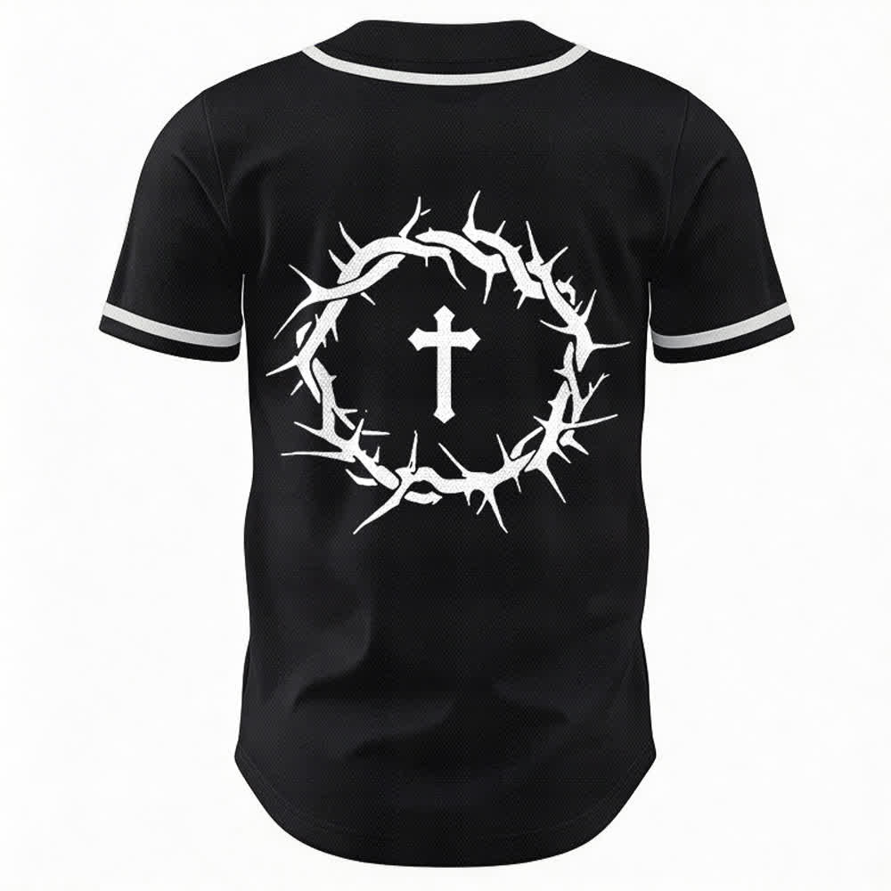 Christianartworkshop Glaube statt Angst Deuteronomium 3:22 Dornenkrone Kreuz Statement Baseballtrikot - image 9