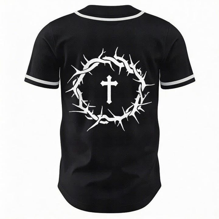 Christianartworkshop Glaube statt Angst Deuteronomium 3:22 Dornenkrone Kreuz Statement Baseballtrikot - image 9