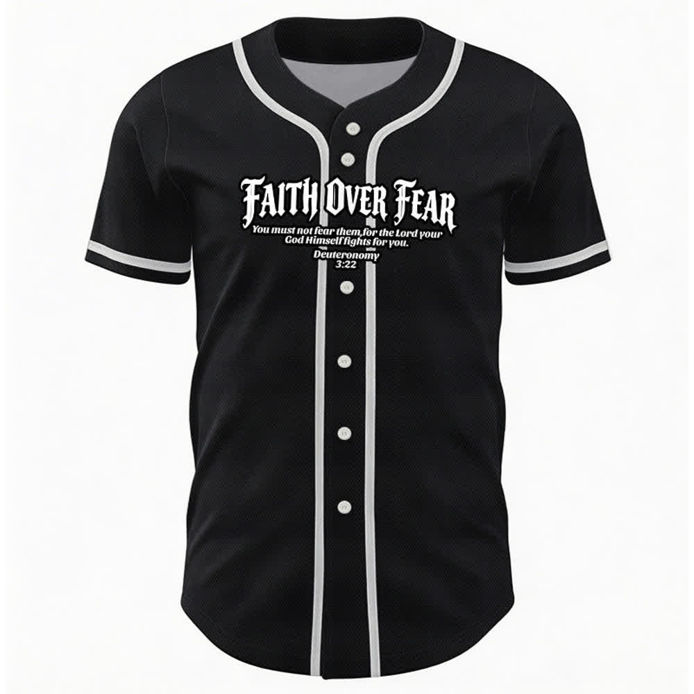 Christianartworkshop Glaube statt Angst Deuteronomium 3:22 Dornenkrone Kreuz Statement Baseballtrikot - image 8