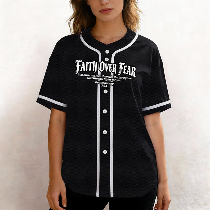 Christianartworkshop Glaube statt Angst Deuteronomium 3:22 Dornenkrone Kreuz Statement Baseballtrikot - image 12