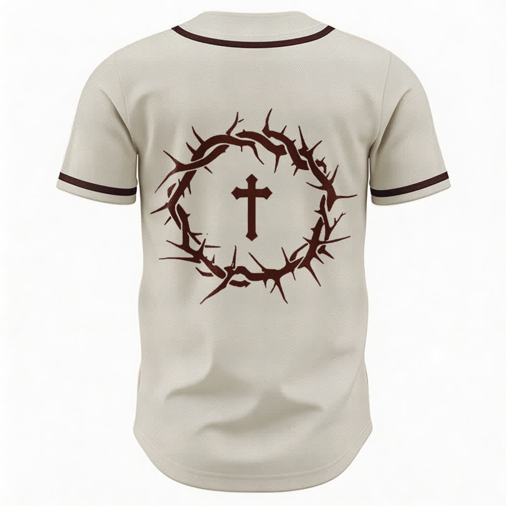 Christianartworkshop Glaube statt Angst Deuteronomium 3:22 Dornenkrone Kreuz Statement Baseballtrikot - image 16
